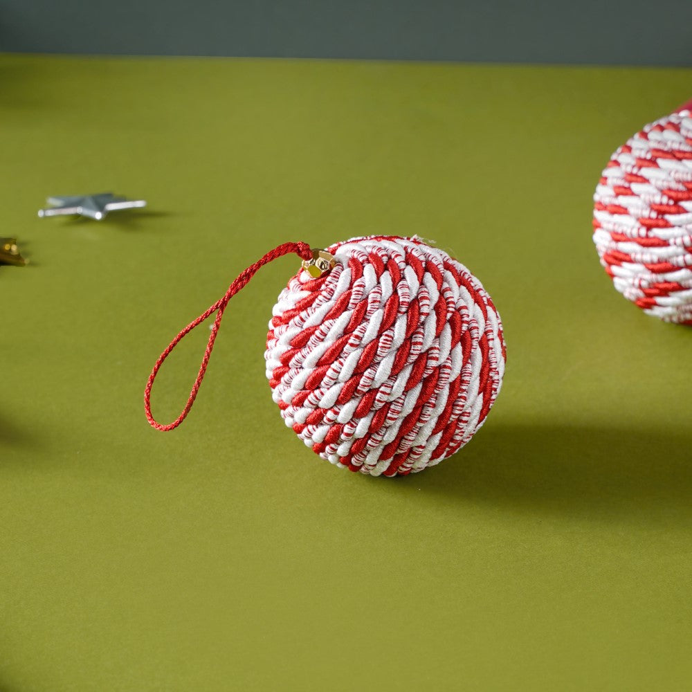 Peppermint Round Candy Bauble Set Of 2