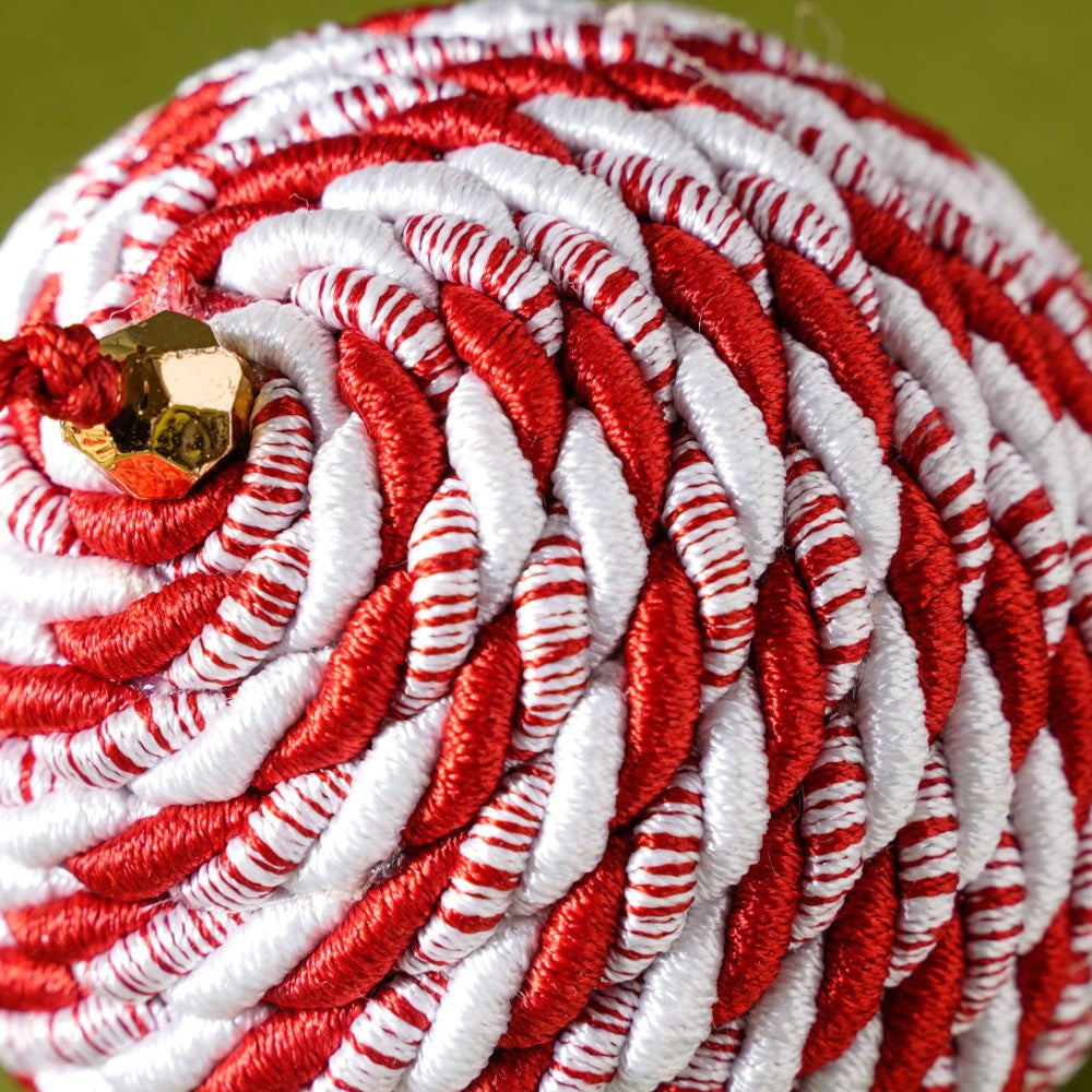 Peppermint Round Candy Bauble Set Of 2