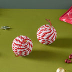 Peppermint Round Candy Bauble Set Of 2
