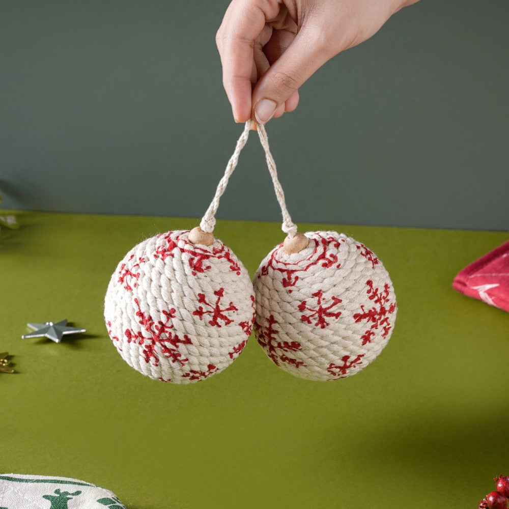 Snowflake Christmas Hanging Ornament Set Of 2 Nestasia