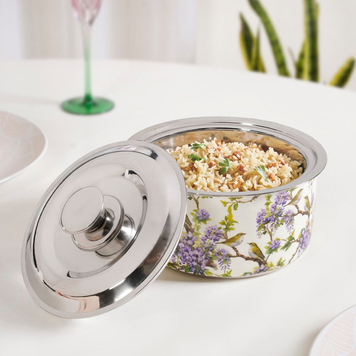 Wisteria Birds Printed Casserole 1100ml Nestasia