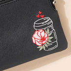 Rose Coffee Mug Coin Pouch Black Nestasia
