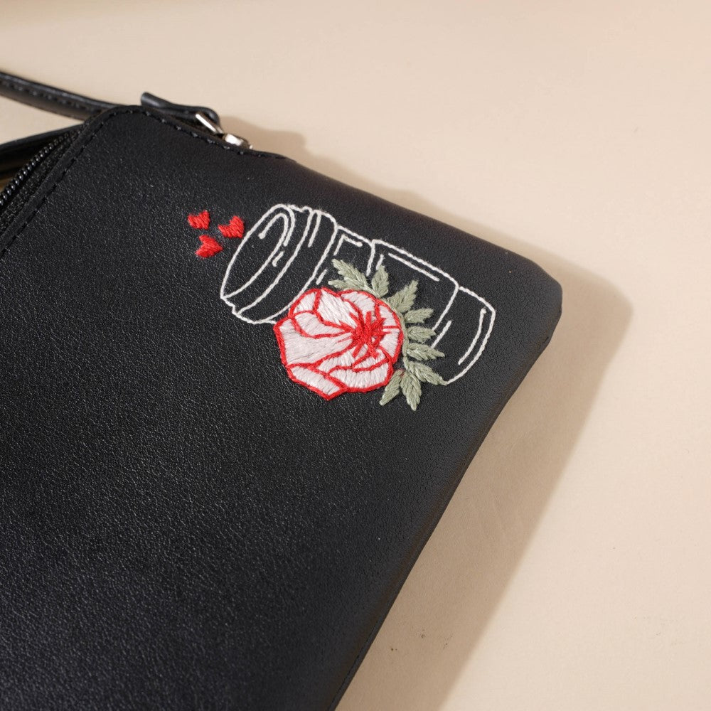Rose Coffee Mug Coin Pouch Black Nestasia