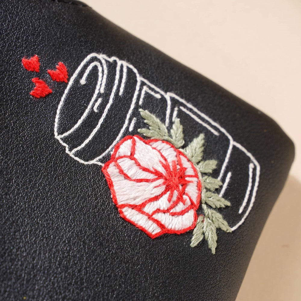 Rose Coffee Mug Coin Pouch Black Nestasia