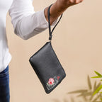 Rose Coffee Mug Coin Pouch Black Nestasia