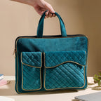 Laptop Bag Luxe Velvet Sleek Dark Green 14 x 10.5 Inch Nestasia