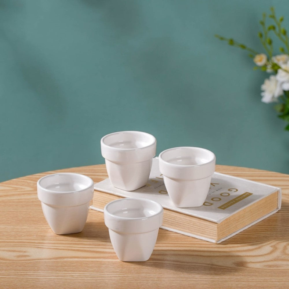 Modern Mini Pot For Decor White Set of 4 Nestasia