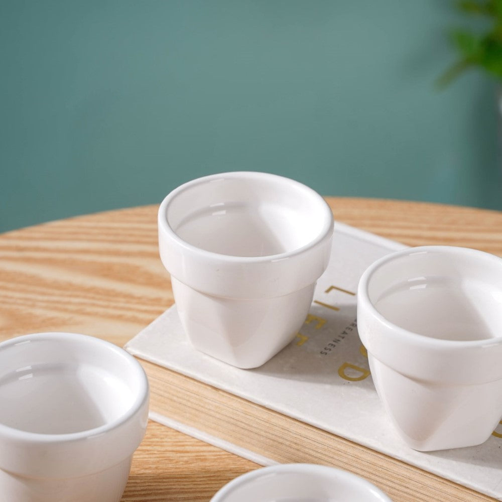 Modern Mini Pot For Decor White Set of 4 Nestasia