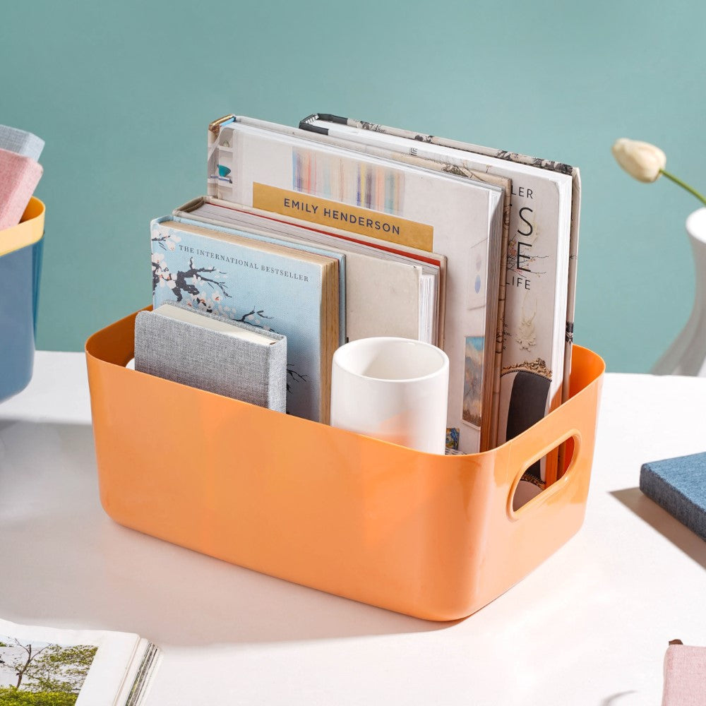 Multipurpose Storage Basket Orange Set Of 2 11 Inch Nestasia