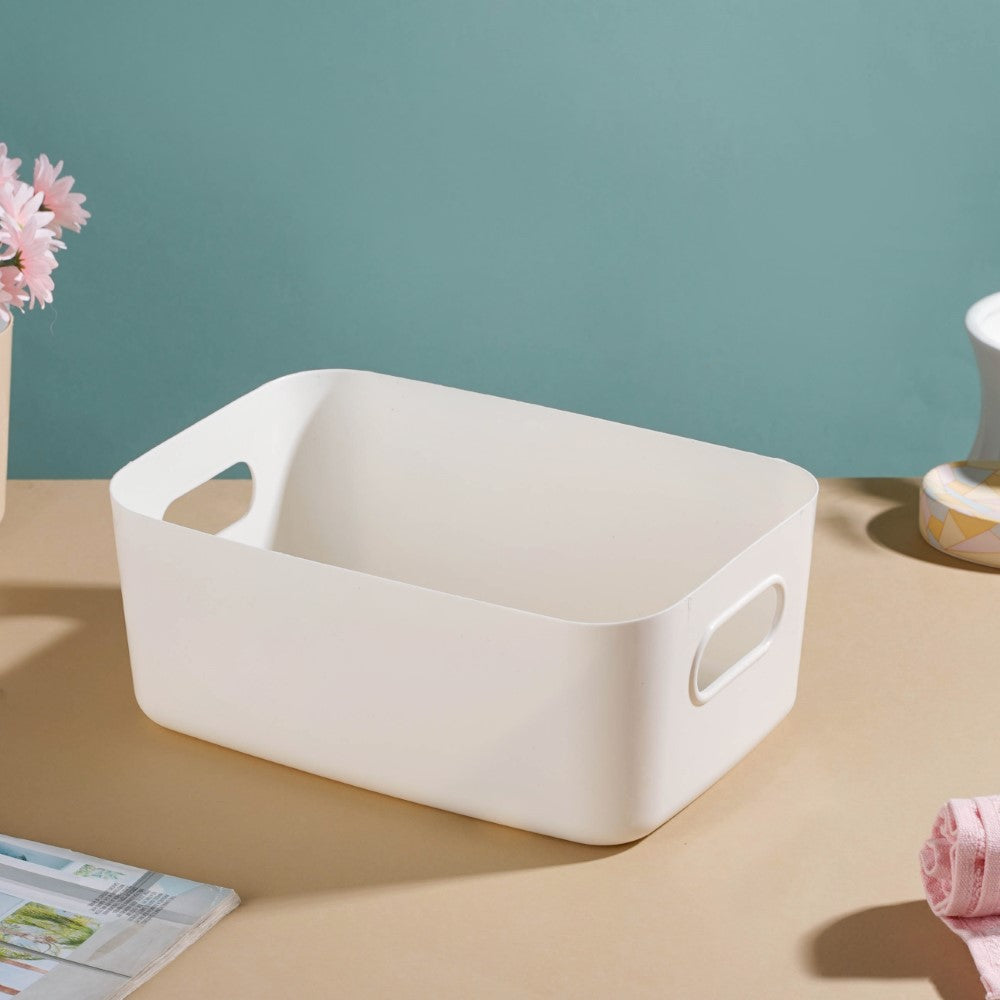 Essentials Storage Basket White Set Of 2 11 Inch Nestasia
