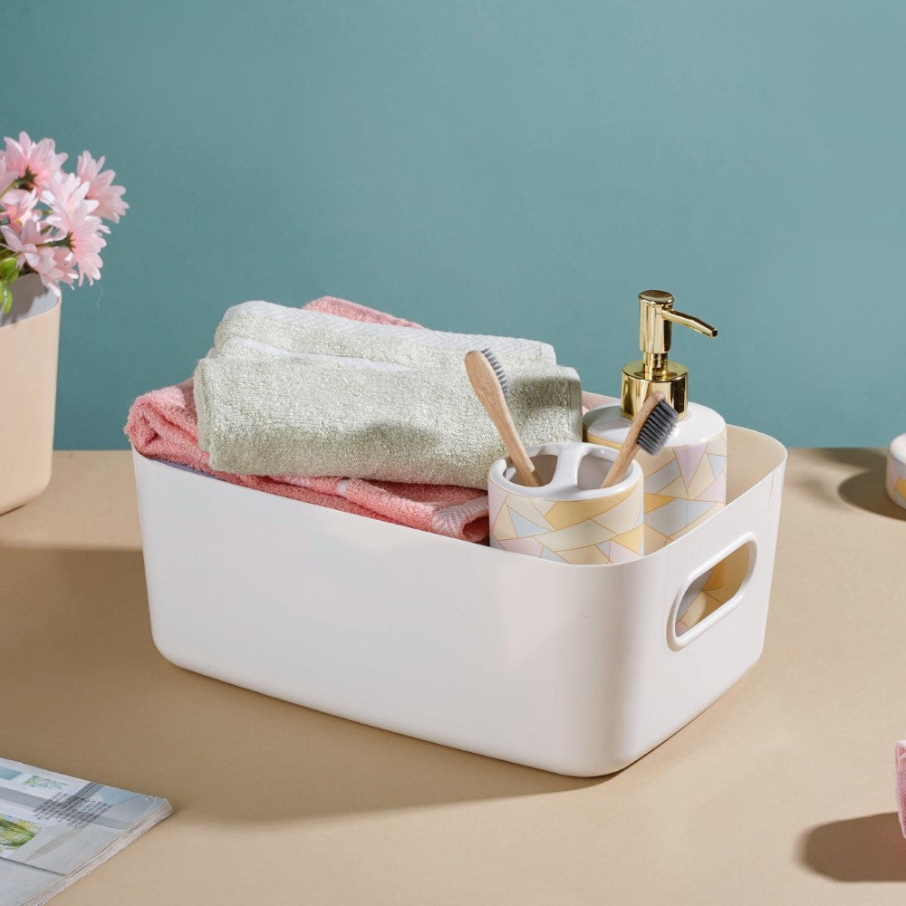 Essentials Storage Basket White Set Of 2 11 Inch Nestasia