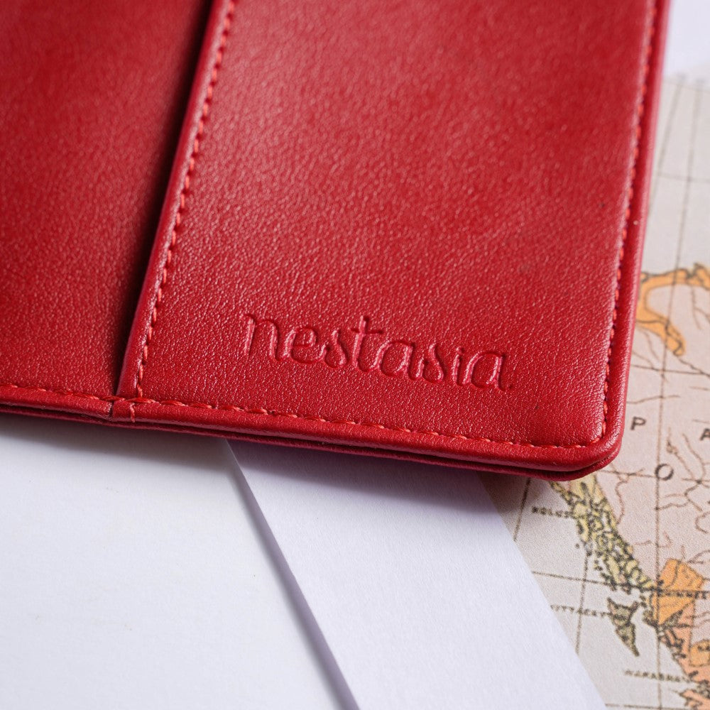 Snowman Embroidered Passport Cover Red Nestasia