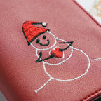 Snowman Embroidered Passport Cover Red Nestasia