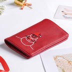 Snowman Embroidered Passport Cover Red Nestasia