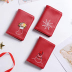 Snowman Embroidered Passport Cover Red Nestasia