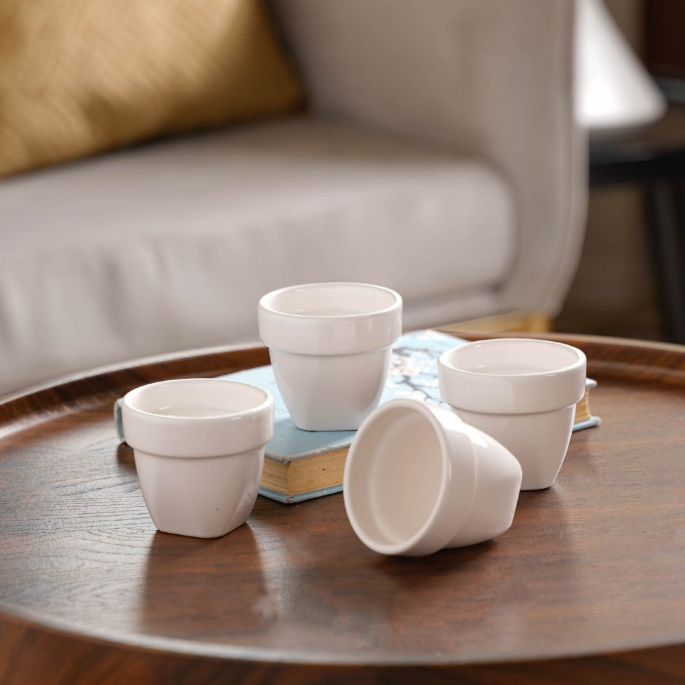 Modern Mini Pot For Decor White Set of 4 Nestasia