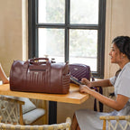 Wanderlust Duffle Bag Brown Large 17x9 Inch Nestasia