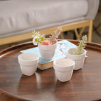 Modern Mini Pot For Decor White Set of 4 Nestasia