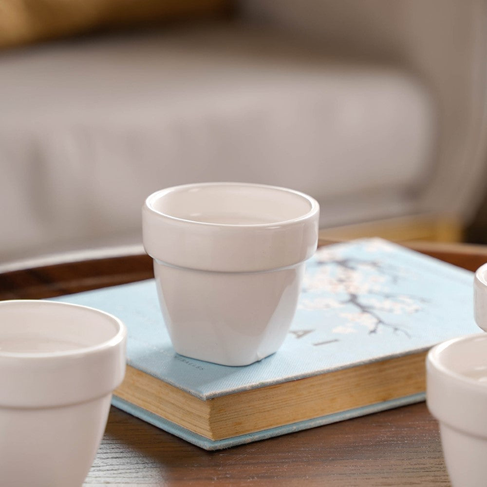 Modern Mini Pot For Decor White Set of 4 Nestasia