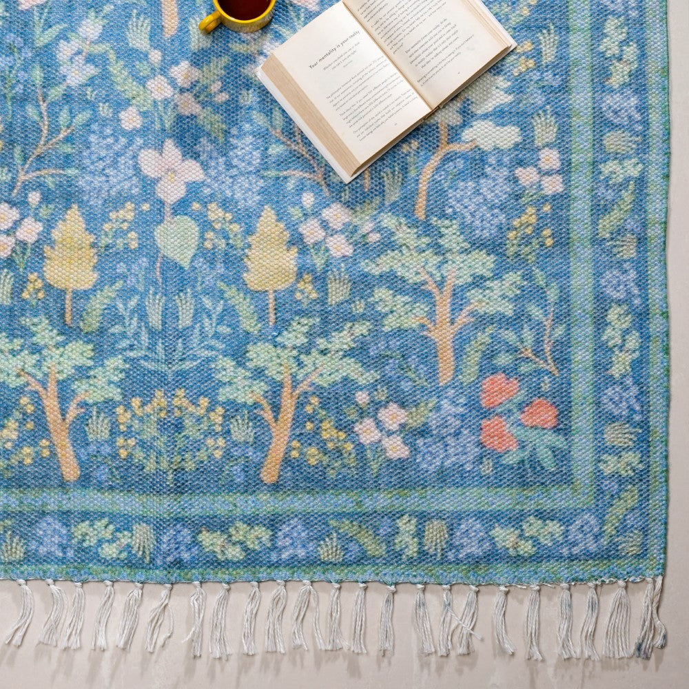 Tree Grove Floor Carpet Blue Nestasia