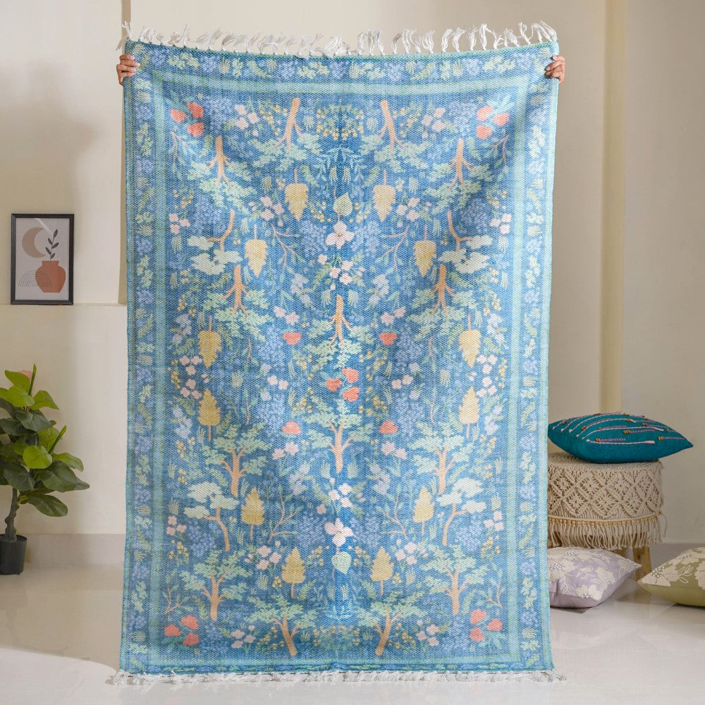 Tree Grove Floor Carpet Blue Nestasia