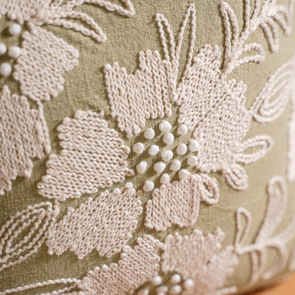 Fiore Sofa Cushion Cover Green 16x16 Inch Nestasia