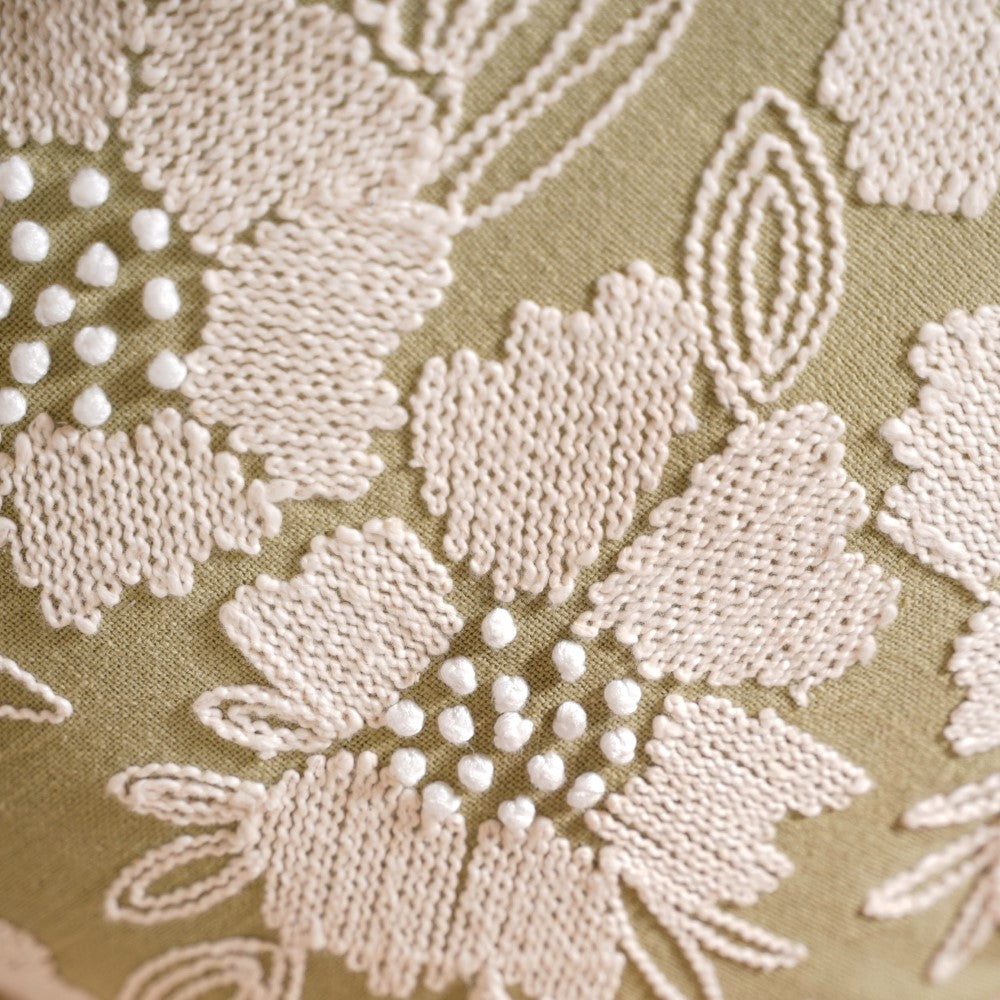 Fiore Sofa Cushion Cover Green 16x16 Inch Nestasia