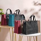 Eco Friendly Jute Lunch Bag Black And Beige 15 x 10 Inch Nestasia