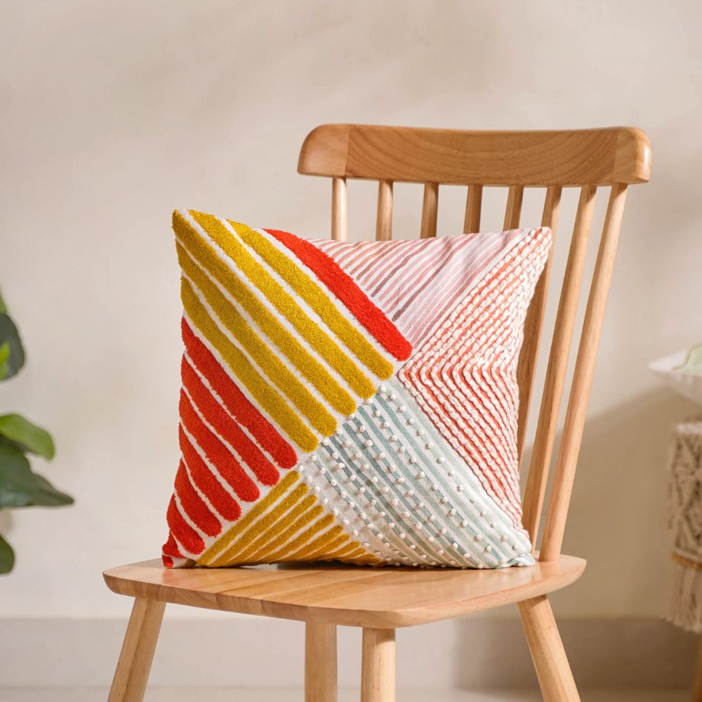 Abstract Multicoloured Cotton Cushion Cover 16x16 Inch Nestasia