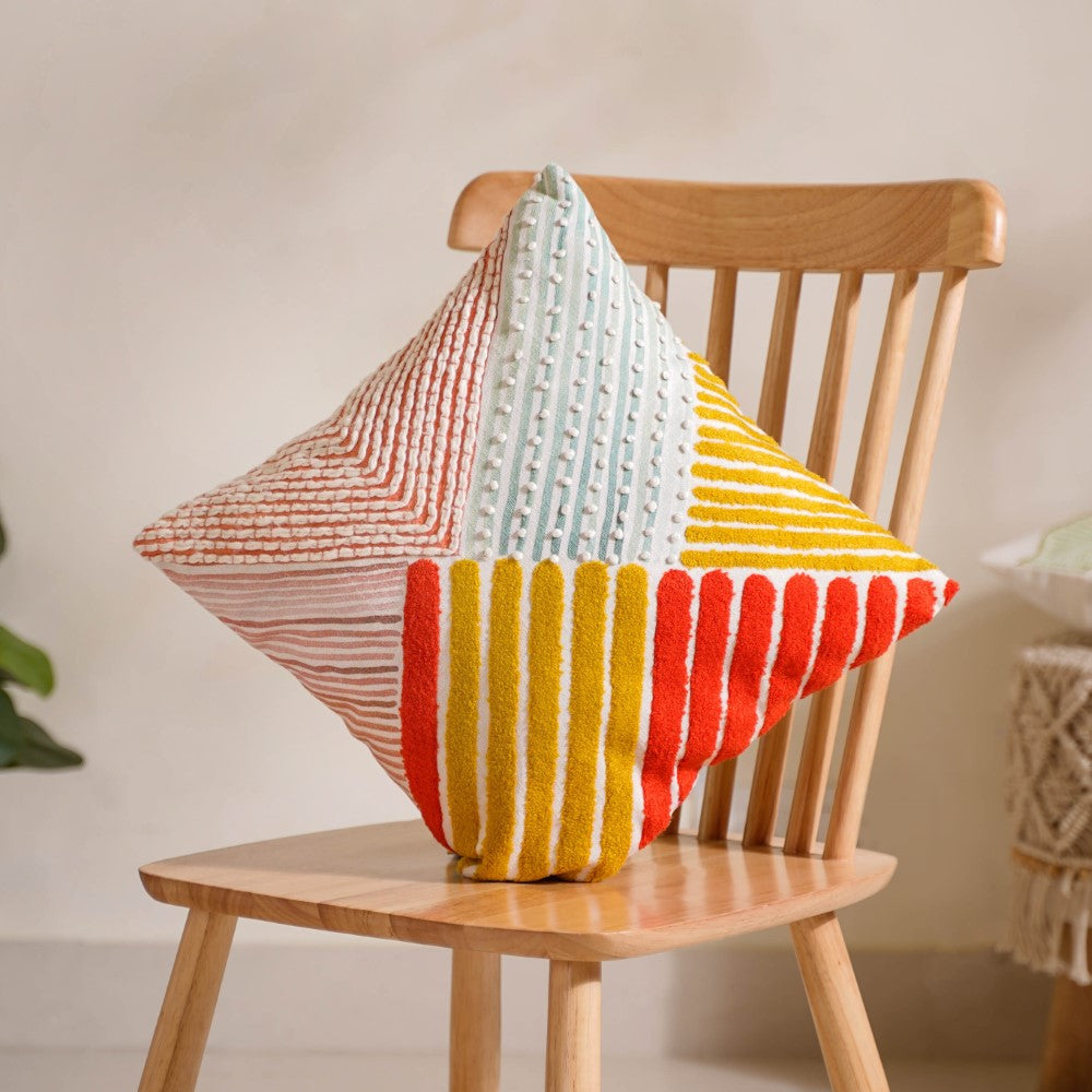 Abstract Multicoloured Cotton Cushion Cover 16x16 Inch Nestasia