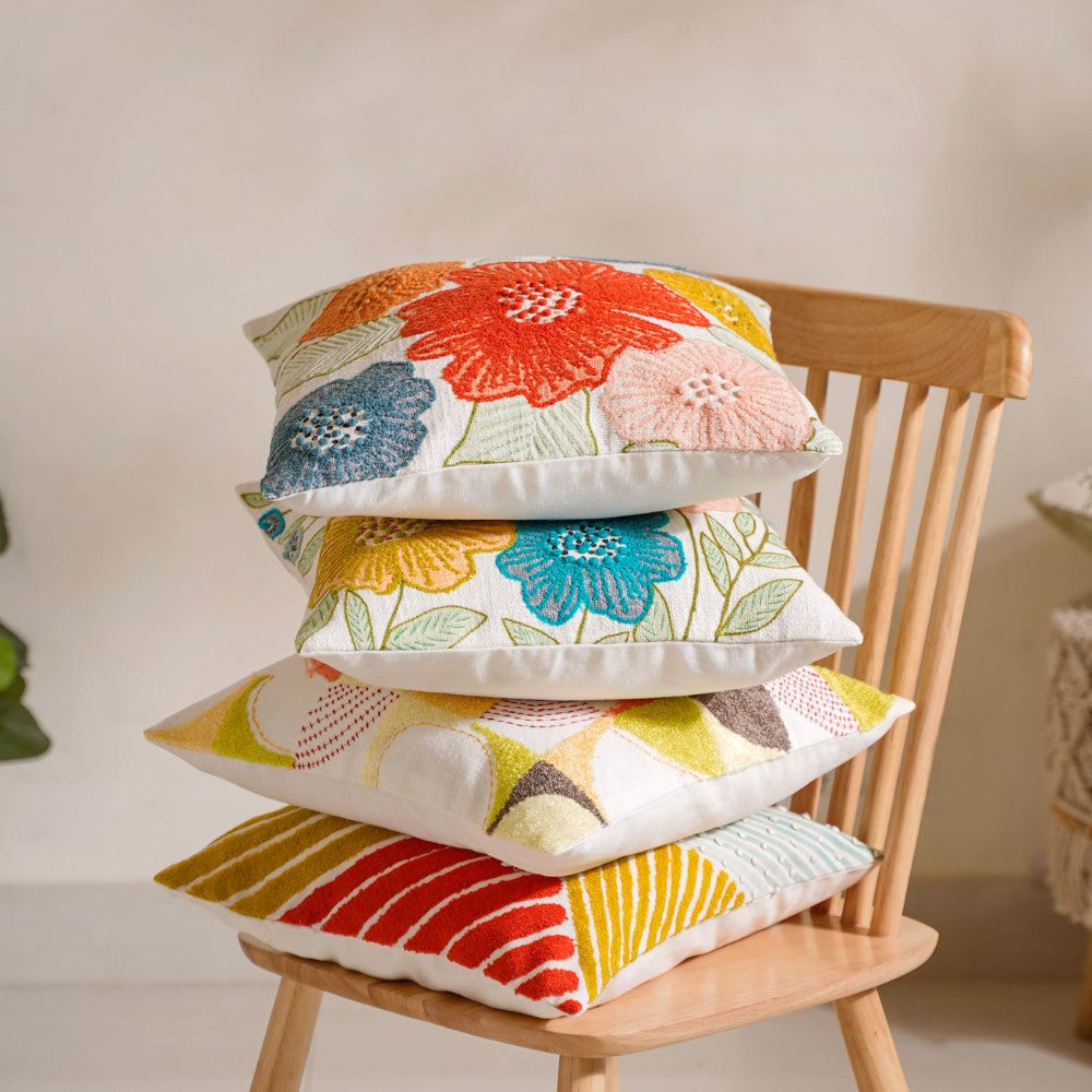 Abstract Multicoloured Cotton Cushion Cover 16x16 Inch Nestasia