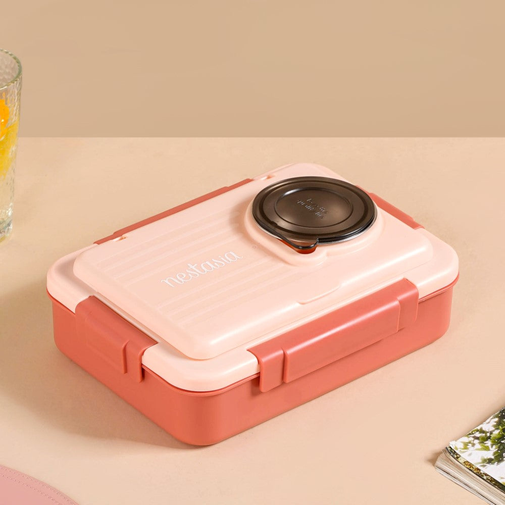 Bento Lunch Box With 4 Compartments Pink 1000ml Nestasia