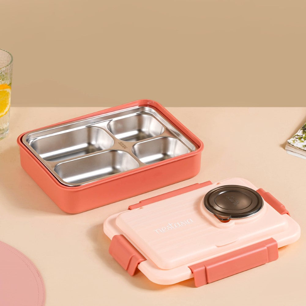 Bento Lunch Box With 4 Compartments Pink 1000ml Nestasia