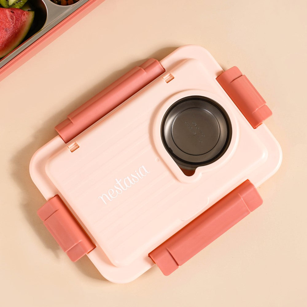 Bento Lunch Box With 4 Compartments Pink 1000ml Nestasia