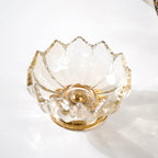 Crystal Glass Lotus Decorative Bowl With Stand Amber Nestasia