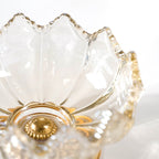 Crystal Glass Lotus Decorative Bowl With Stand Amber Nestasia