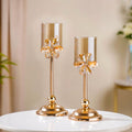 Crystal Flower Candle Holder Set Of 2 Nestasia
