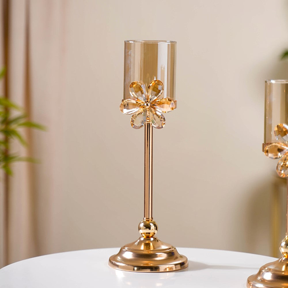 Crystal Flower Candle Holder Set Of 2 Nestasia