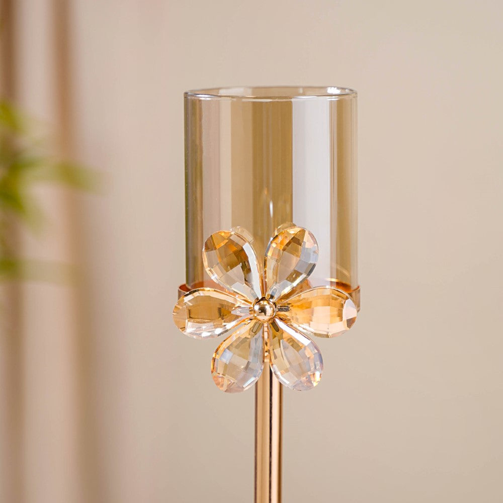 Crystal Flower Candle Holder Set Of 2 Nestasia