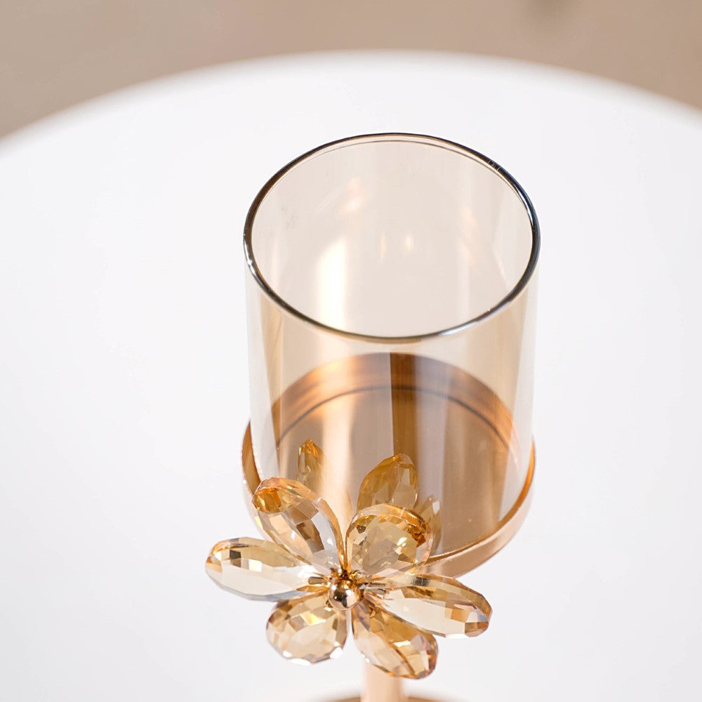 Crystal Flower Candle Holder Set Of 2 Nestasia