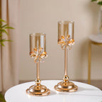 Crystal Flower Candle Holder Set Of 2 Nestasia