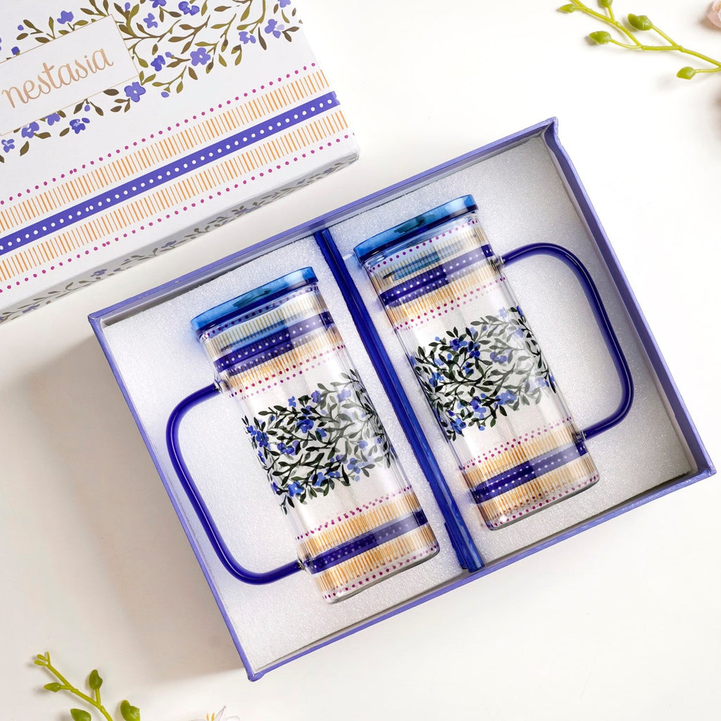 Sapphire Sipper With Straw Set Of 2 In Gift Box Nestasia