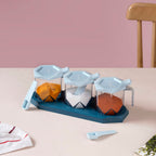 Spice Containers With Spoons Set Of 3 Blue Nestasia