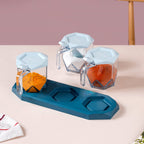 Spice Containers With Spoons Set Of 3 Blue Nestasia