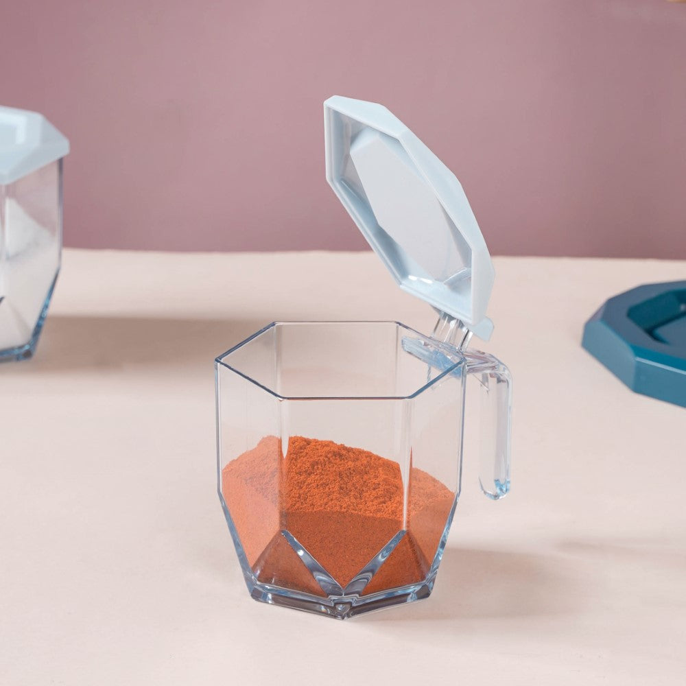 Spice Containers With Spoons Set Of 3 Blue Nestasia