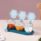 Spice Containers With Spoons Set Of 3 Blue Nestasia