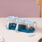 Spice Containers With Spoons Set Of 3 Blue Nestasia