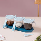 Spice Containers With Spoons Set Of 3 Blue Nestasia