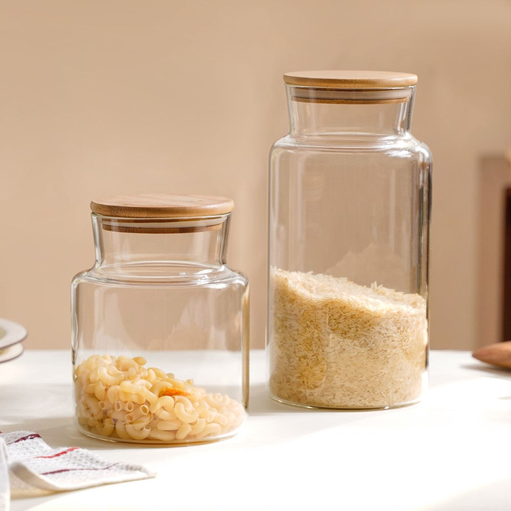 Clear Glass Airtight Container With Lid Large 2.25 L Nestasia