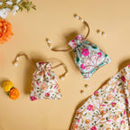 Aiyana Zari Floral Patterned Shagun Potli Bag Set Of 2 Nestasia